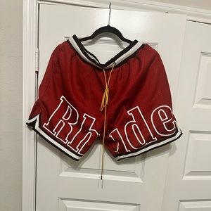 100% Authentic Rhude Court Logo Shorts preowned great condidtion